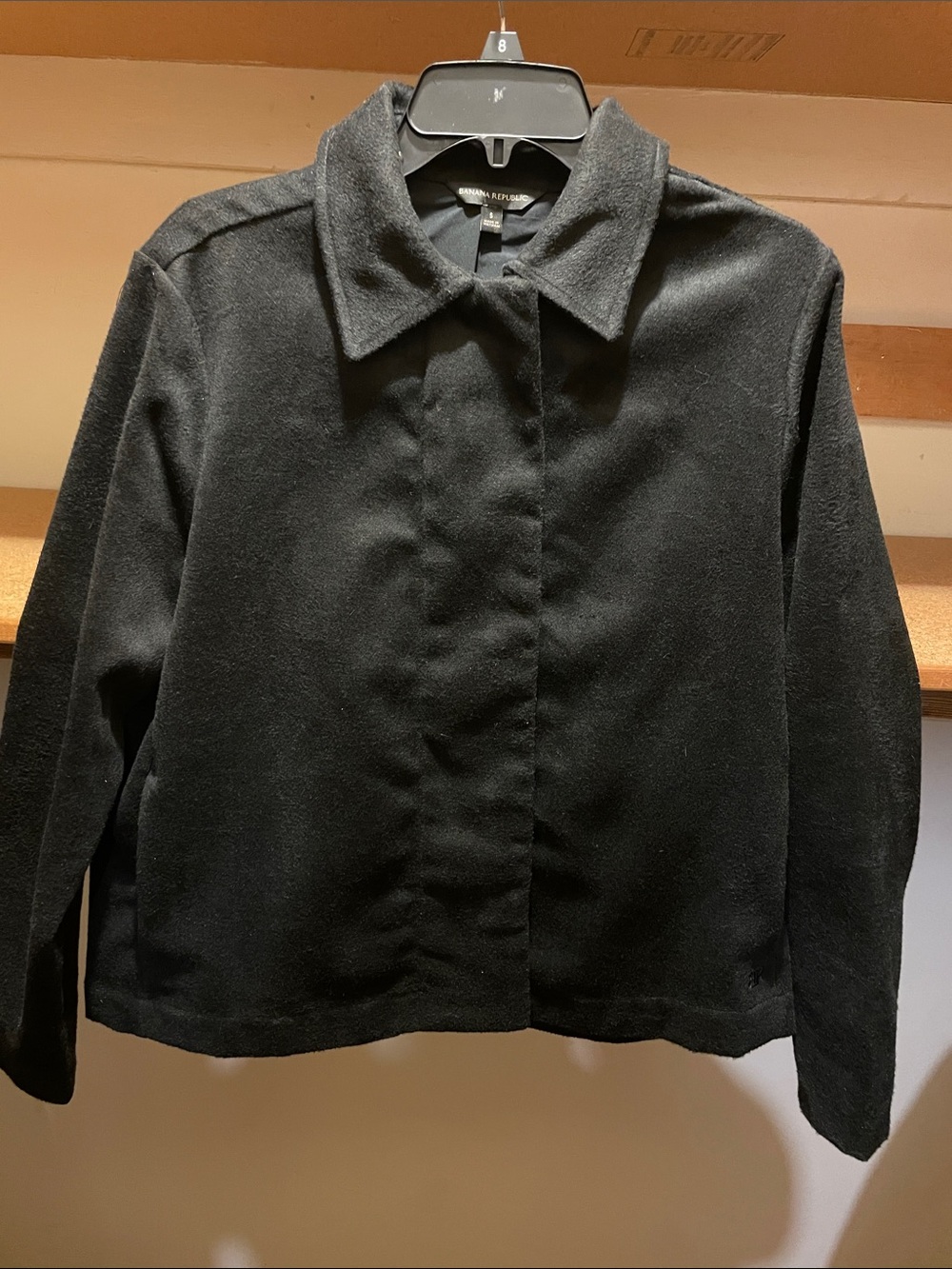 Banana Republic Black Collared Wool-Blend Blazer Jacket